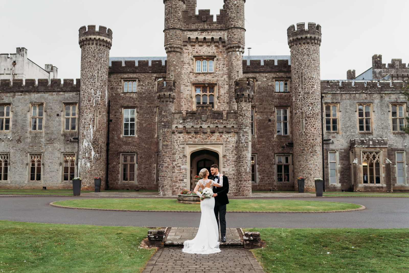 Couple in front of castle